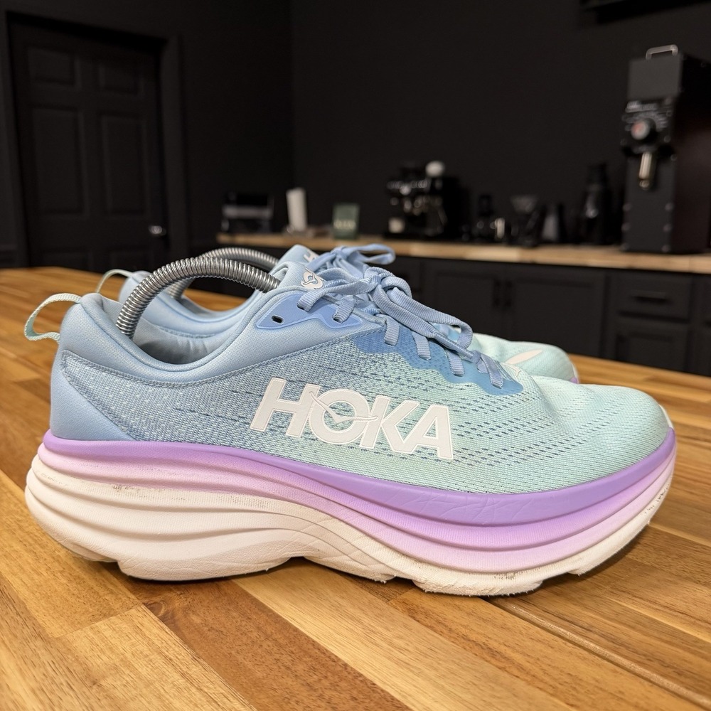 Hoka One One Bondi 8 Women's 12 B Airy Blue Sunlit Ocean Running Sneakers